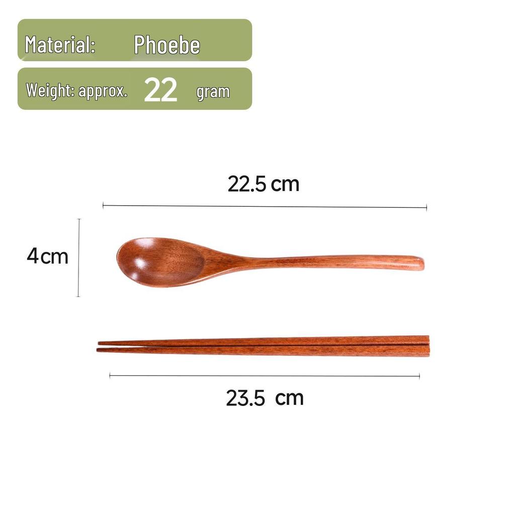 Portable Wooden Cutlery Set: Nanmu Chopsticks, Spoon & Fork