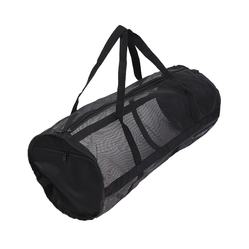 Black Yoga Pad Carrier Bag Basketball Volleyball Bag Sports Fitness Storage Bag Mesh Pilates And Bodybuilding Sports Bag