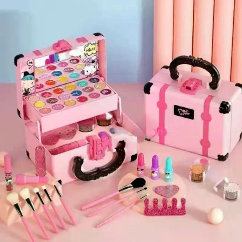 32PCS Kids Makeup Toys Girls Real Makeup Kit Washable Non-toxic Makeup Toy Set Retro Beauty Makeup