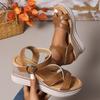 Fashion 2025 Summer Wedges Thick Sole Sandals Women Ankle Buckle Platform Sandles Woman Plus Size 35-43 High Heeled Sandalias Mujer