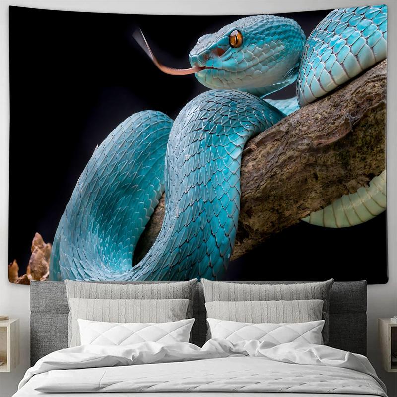 Arazzo da Parete Animale Serpente Blu Fauna Selvatica Lavabile in Lavatrice Decorazione per Tutte le Stagioni Stampa Artistica Design Naturale HomenontoxicMateriali Durevoli