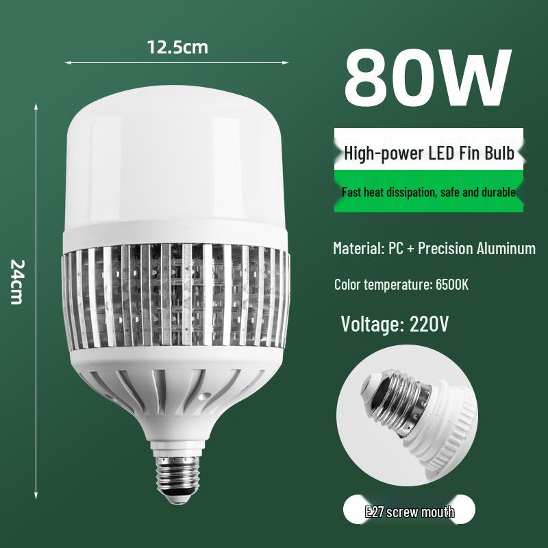 Yabiao LED E27 Fin-Type Globe Bulb for Shopping Malls, Workshops, Living Rooms, and More - Energy-Saving Engineering Solution