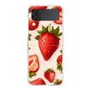 Transparent Phone Case For Samsung Galaxy Z Flip 3 4 5 6 7 Hard Folding PC Z Flip3 Flip4 Cover Summer Strawberry Flowers Print
