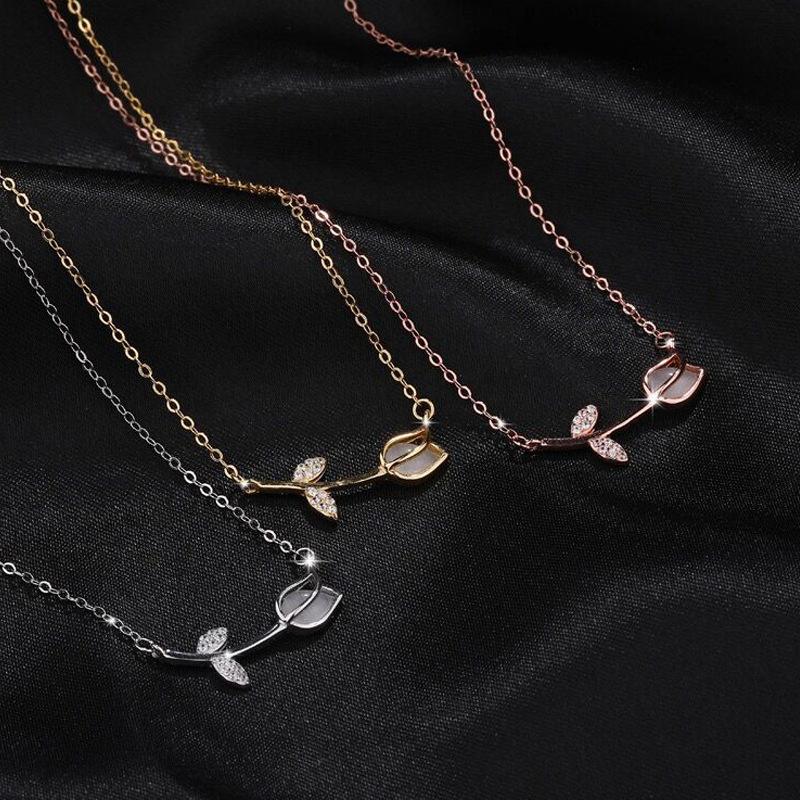 Tulip Necklace for Women's Summer Light Luxury Niche High-end Clavicle Chain for Girlfriends