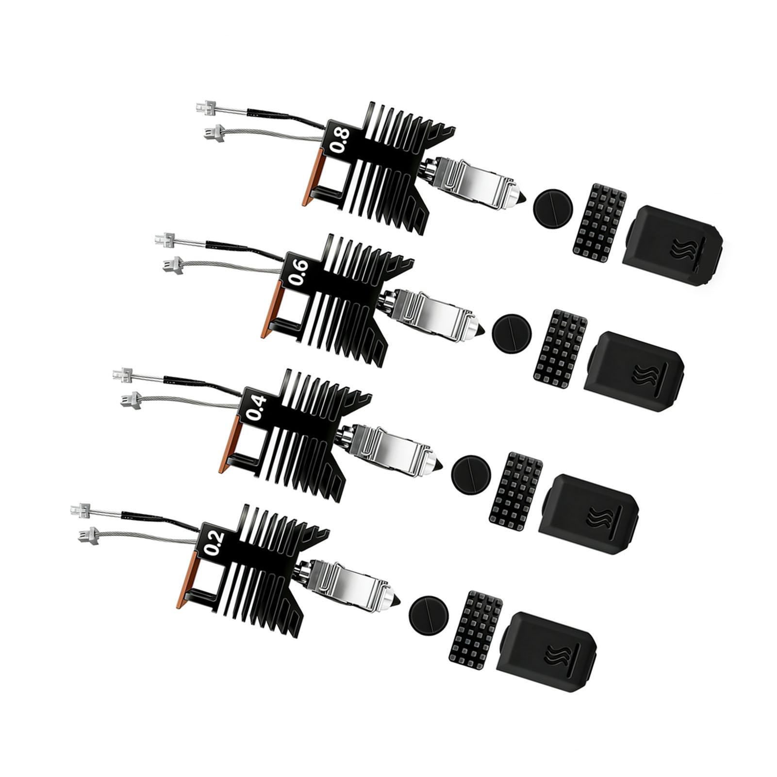 Vestidos 4 Pcs Hotend Kit Replacement For Snapmaker U1 3D Printer 0.2Mm 0.4Mm 0.6Mm 0.8Mm Nozzle 48W Ceramic Hotend