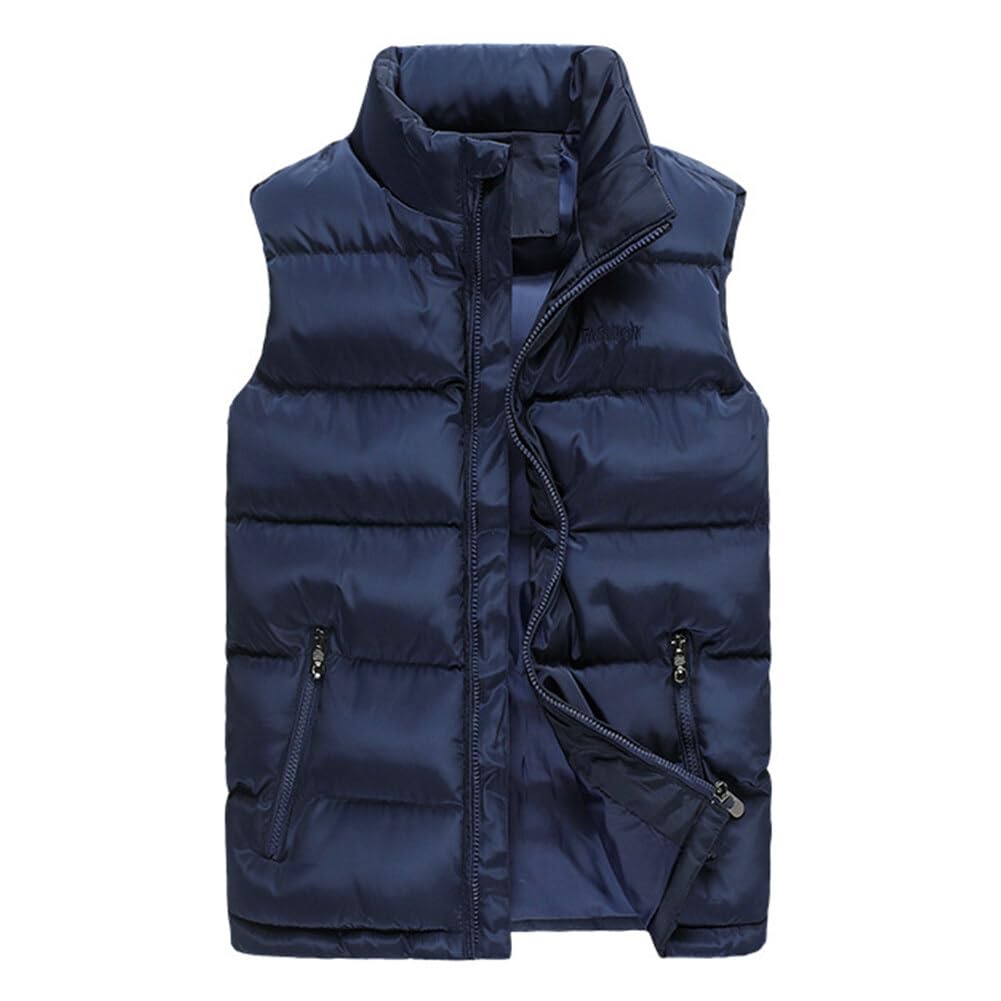 YFFUSHI Sleeveless Winter Casual and Outdoor Lightweight and Available In Plus Sizes Men's Vest, Jacket, Warm, Stand-Up Collar,