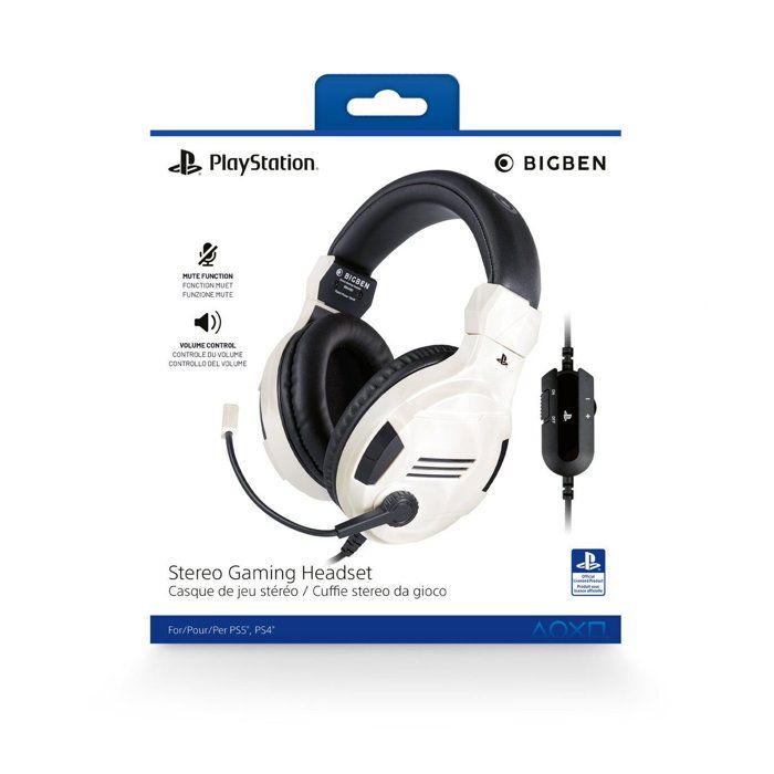 PS4 Headset - BIGBEN - V3 White - Wired - Over-ear - Adjustable microphone