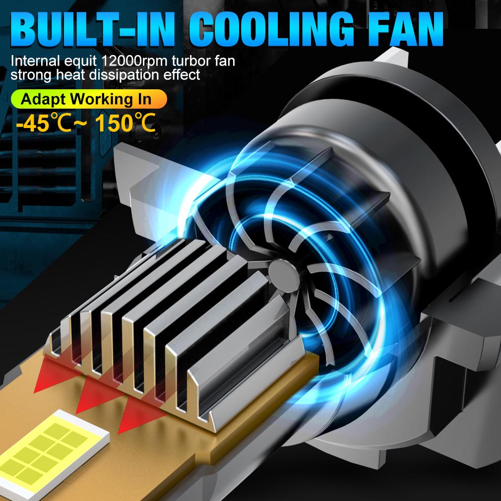 2 Stuks 30000LM H7 LED Koplamp Lampen 100W Mini Draadloze CSP Auto Koplamp Met Ventilator Auto Diode Lampen H7 Turbo Led Auto Verlichting Canbus 12V 6000K