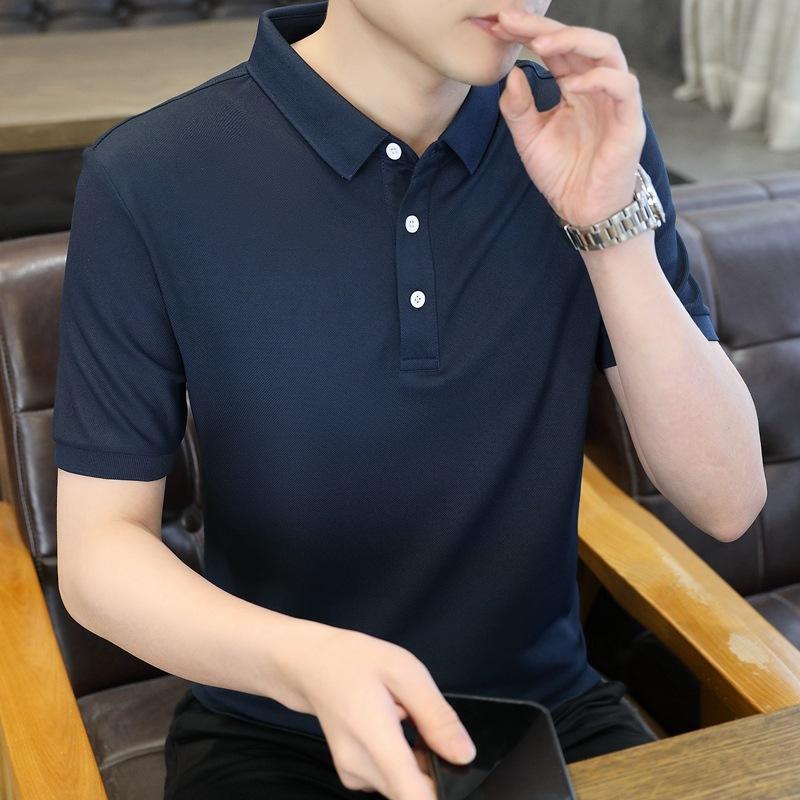 Ice Silk Short Sleeve Men'S T-Shirt Polo Shirt New Casual Shirt Men'S Group Lapel T-Shirt Workwear