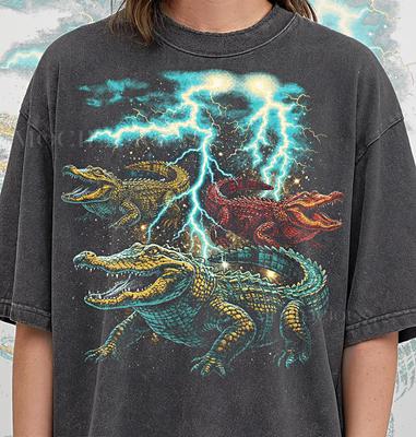 Vintage Alligator 90s Graphic Style Comfort Colors® Tshirt, Retro Lightning Crocodile Faded Tee, Swamp Y2k Streetwear, Gator Animal Gift