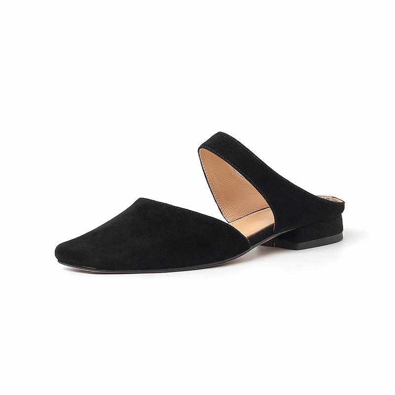 Fashion 2025 New Summer Women Shoes Sheepskin Shoes for Women Simple Bow Women Slippers Low Heels Square Toe Slippers Mules Handmade
