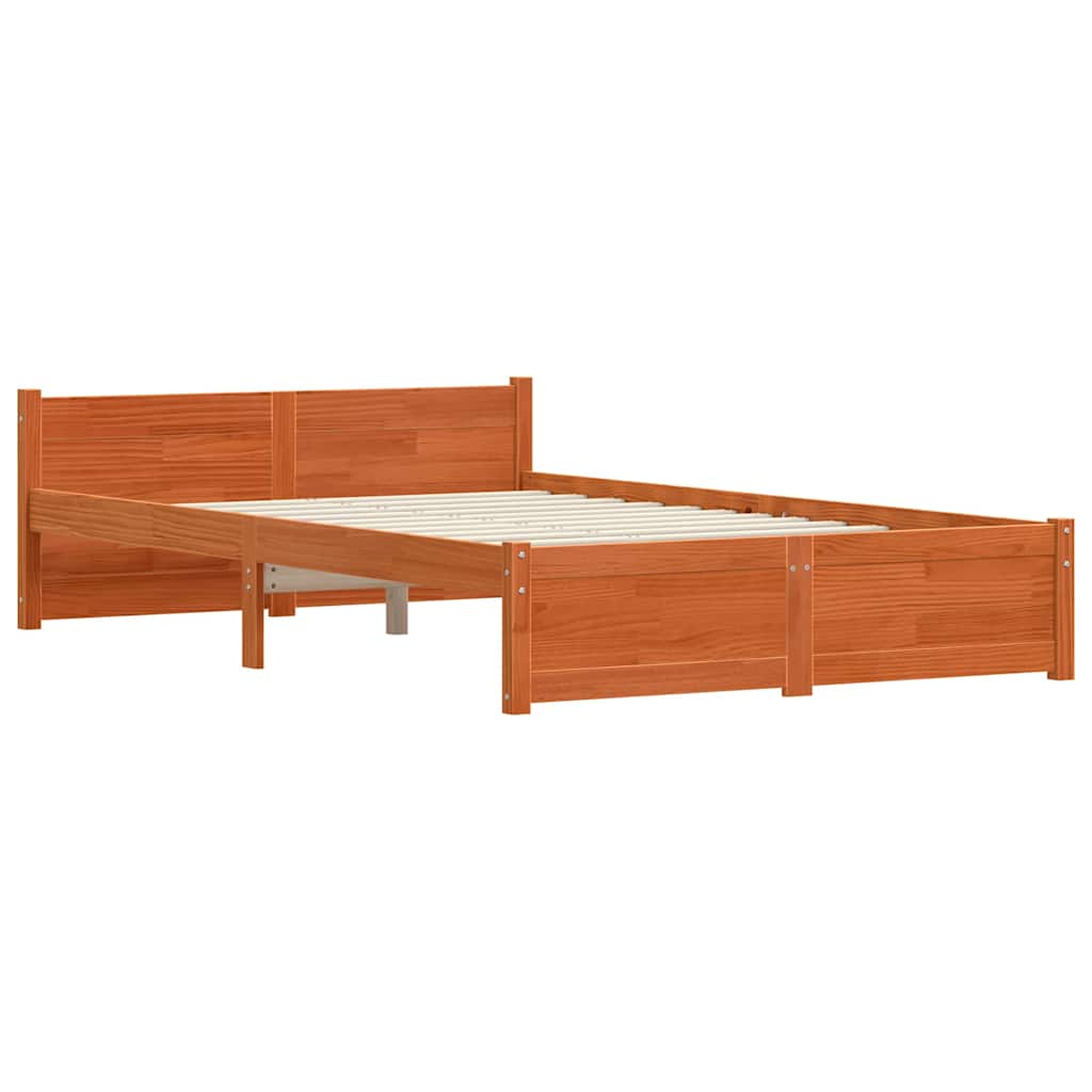 Bed Frame with Headboard Wax Brown 195.5 X 140.5 X 51 Cm