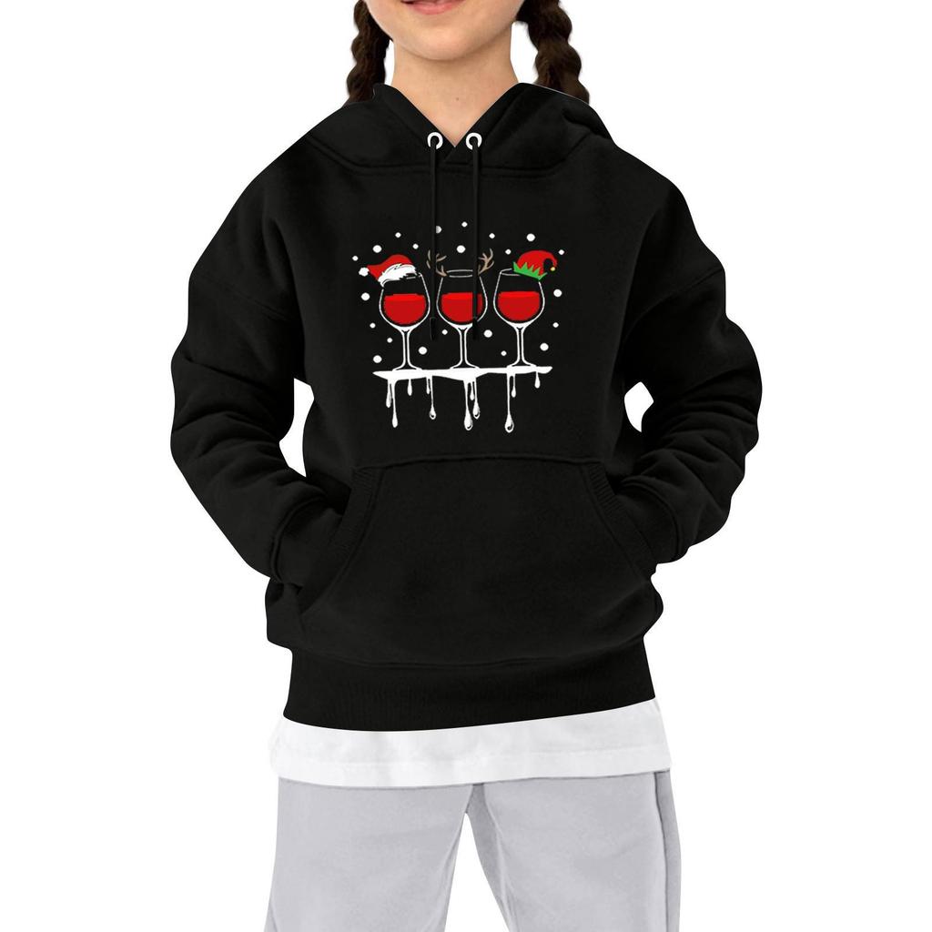 Sweatshirts For Teen Girls Hoodies Long Sleeve Drawstring Pullover Cute Printed Oversized Hoodie Christmas