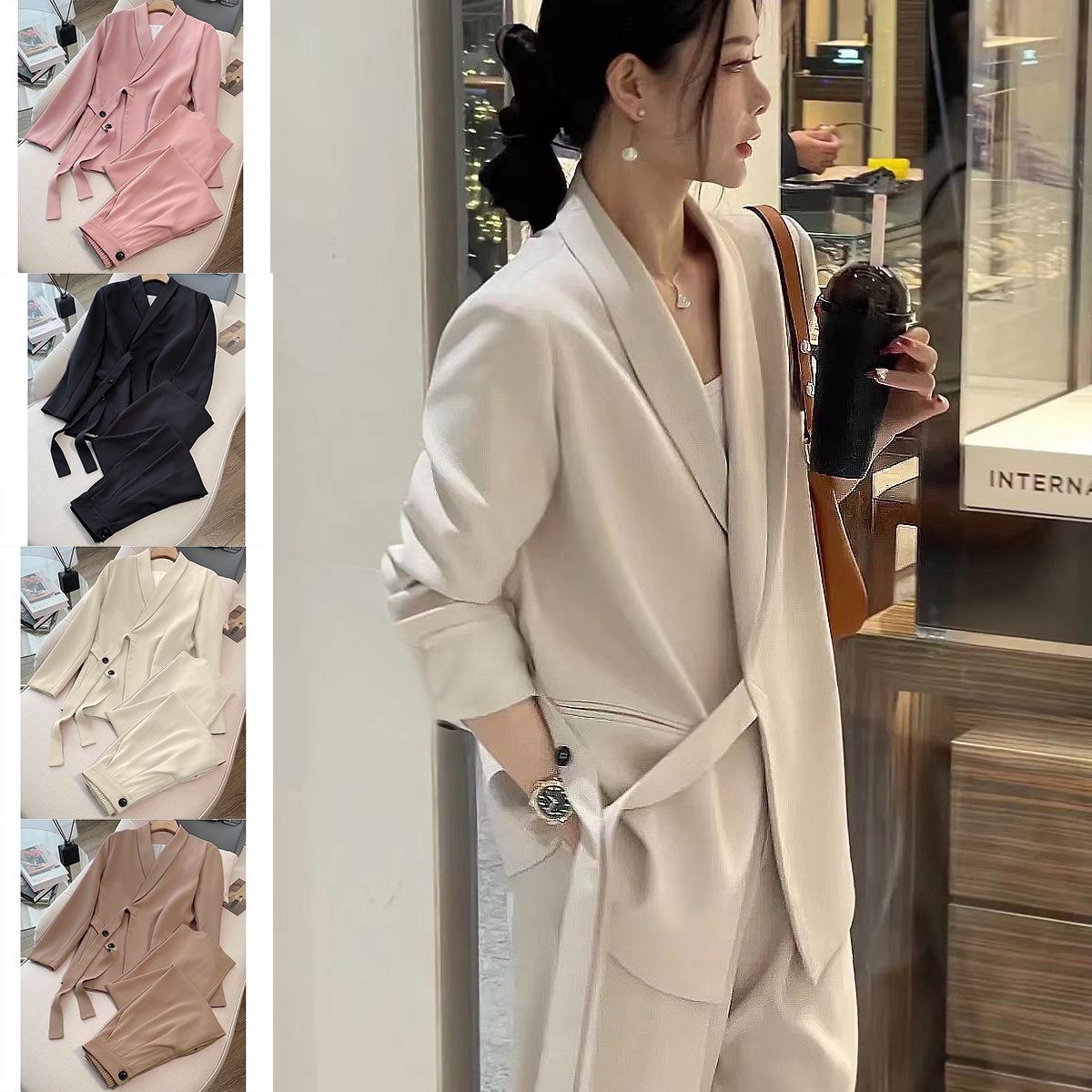 

Socialite 2024 Lace-Up Two-Piece Korean Suit: Women s Loose Spring/Autumn Style XL