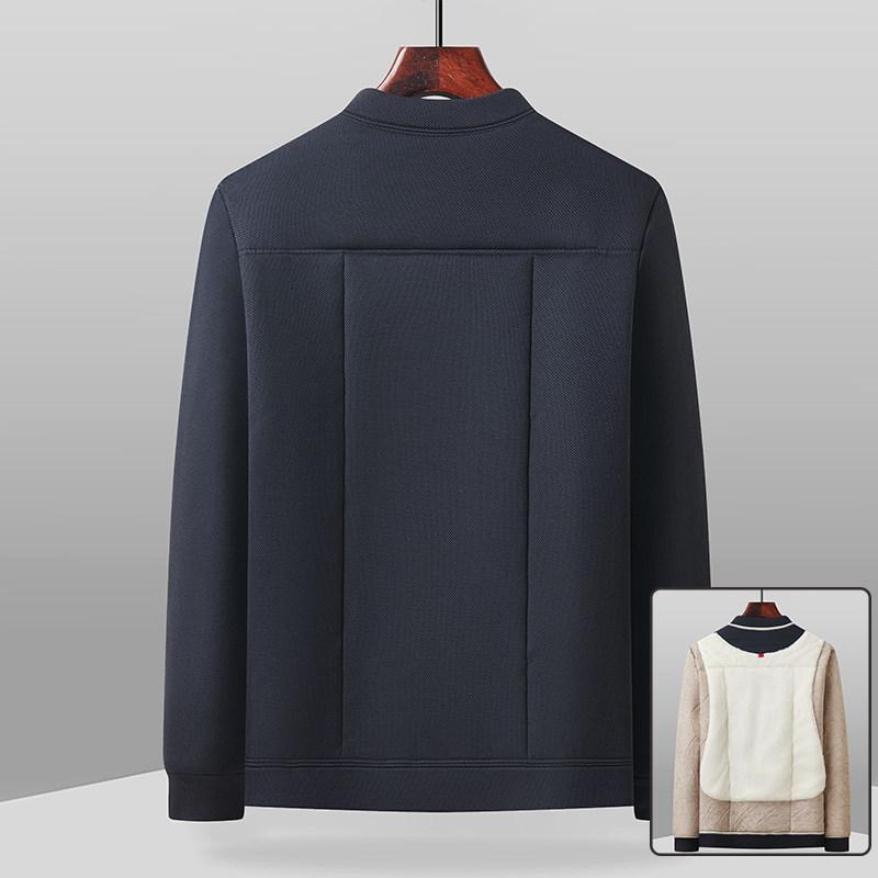 2025 Thickened Fleece-Lined Wool Cotton Jacket, Dad Style, for Middle-Aged & Elderly Men, Warm Plus-Size Coat