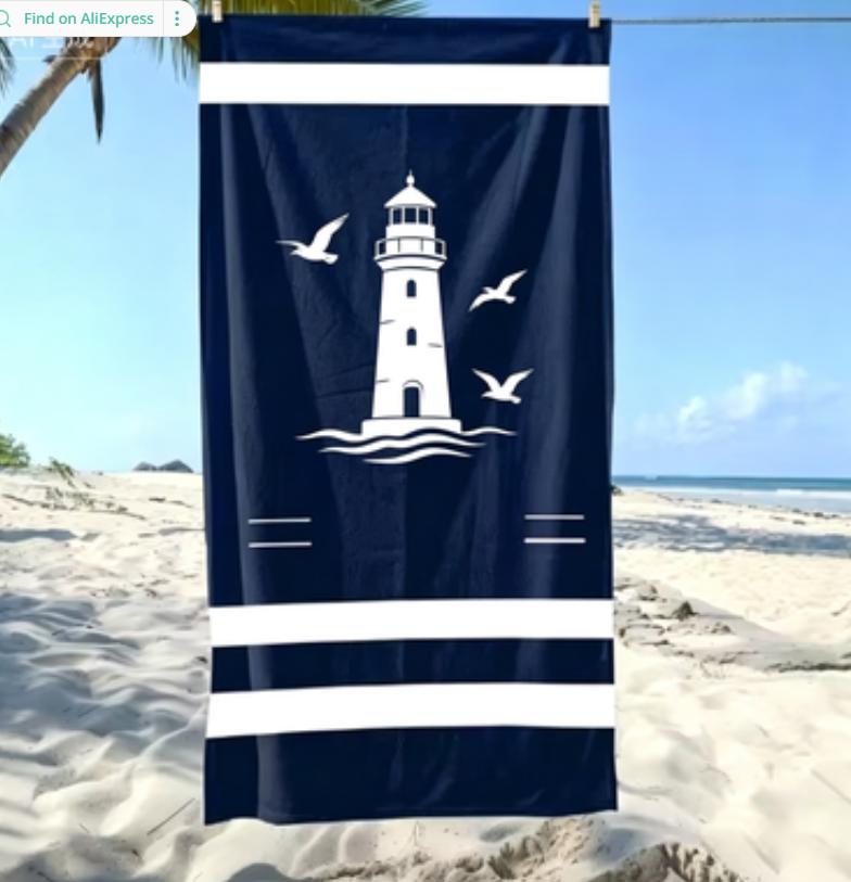 Couple Navy Blue Beach Towel with Anchor Is Your Ultimate Beach Must-have Suitable for Towels Bath Towels, Beach Towels