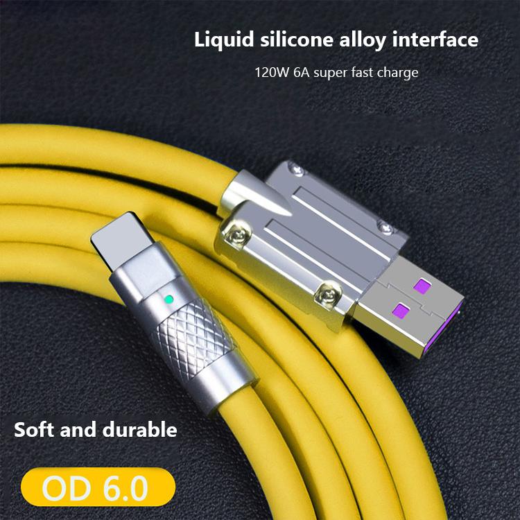 120W 6A Schnellladekabel Typ-C Flüssigsilikon-Kabel Quick Charge USB-Kabel Kompatibel für iPhone