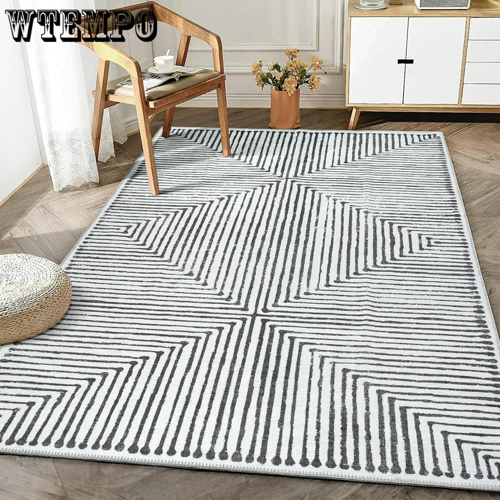Modern Striped Living Room Carpet Nordic Minimalist Style Bedroom Bedside Carpet Hotel Homestay Floor Mat