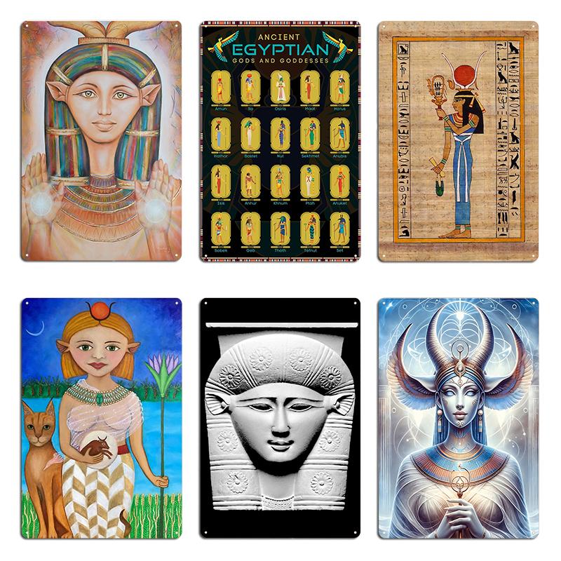 Hathor Lady of Amentet Gods And Goddesses Of Ancient Egypt Metal Plaque Pub Designing Wall Cave Custom Tin Sign Poster