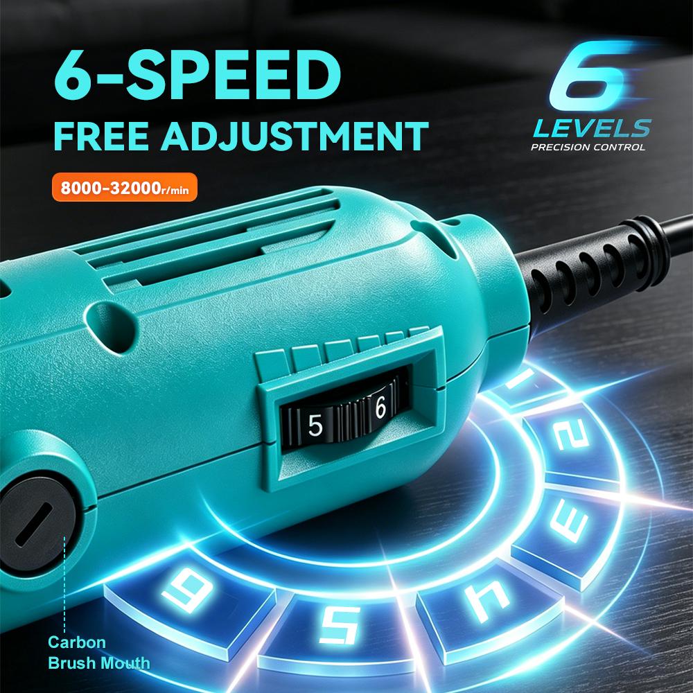 TUNGFULL 150W Electric Grinder Multi-Function Rotary Tool Kit 6 Speed 10000-32000RPM with Complete Accessories for DIY Projects