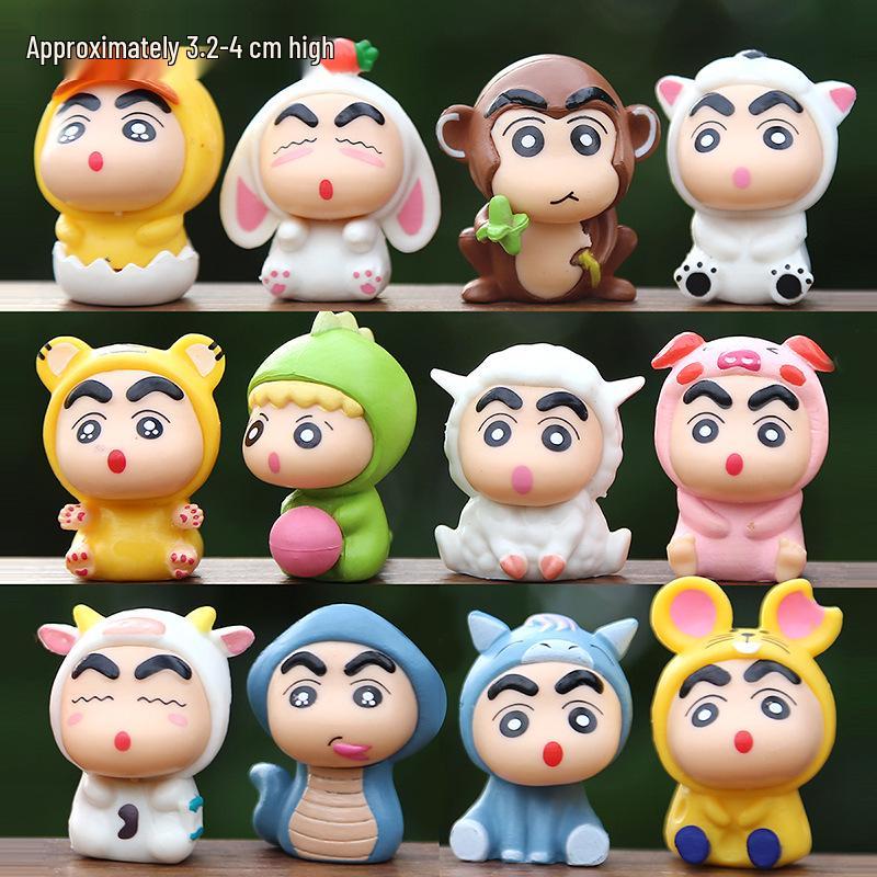 Creative Shin-chan Zodiac Dolls: Rat, Rooster, Monkey, Tiger - Trendy Anime Gift Blind Box Ornament