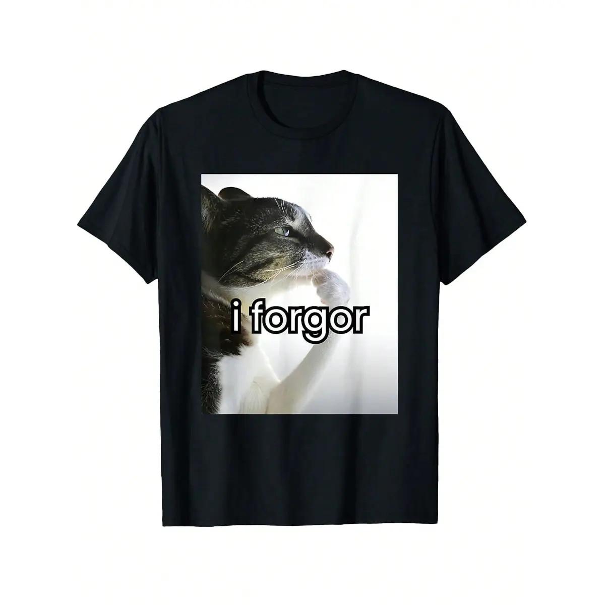 Funny Silly Cat Meme I Forgor Cringe Brainrot Meme, Cotton Golf Gift T-Shirts S разноцветный