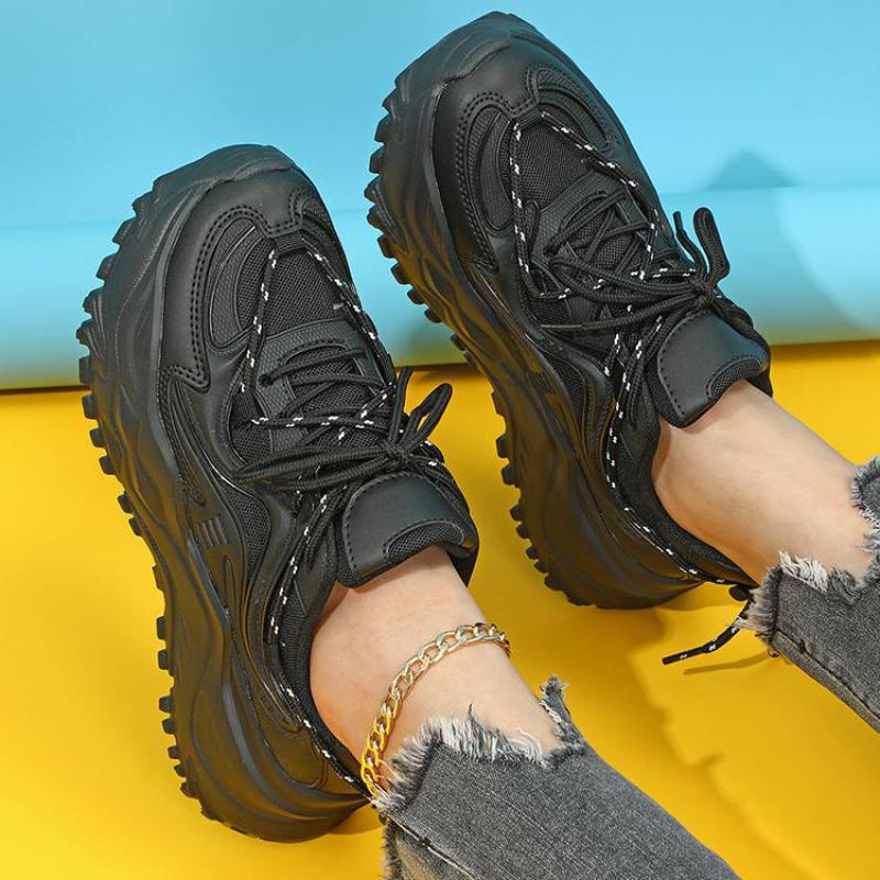 Baskets Casual Jaune Fluorescent Mode Respirantes Printemps Plateforme Chaussures de Sport Femmes Slip On Dames Chaussures de Marche d'Extérieur Amoureux