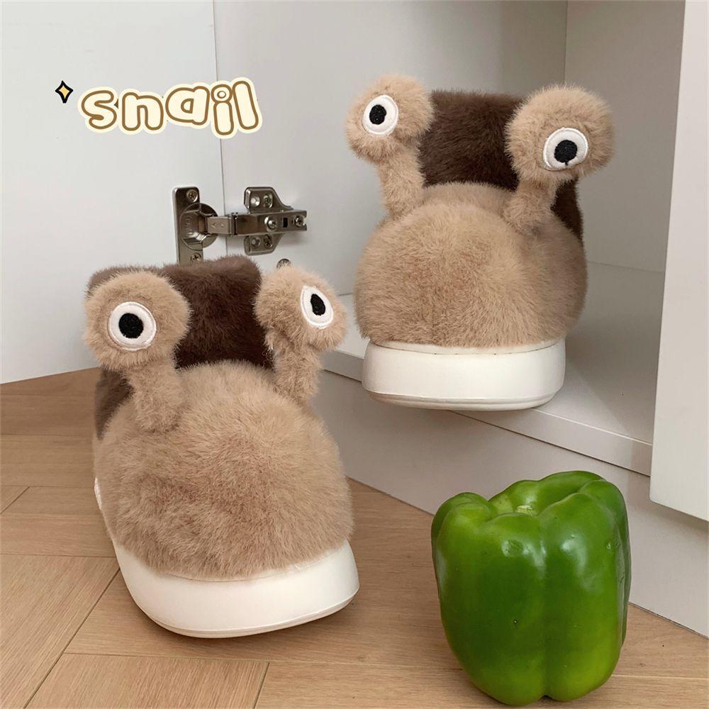 Fashion New novelty fuzzy snail bootie slippers women's fluffy home warm stuffed plush shoes unisex pull on boot slipper woman room shoe