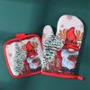 Christmas Oven Gloves Santa Claus Snowman Bell Pattern Insulated Gloves Decorative Gift Home Kitchen Christmas Decoration