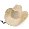 Unisex Retro Denim Floral Embroidery Jazz Hat - Western Ethnic Outdoor Style