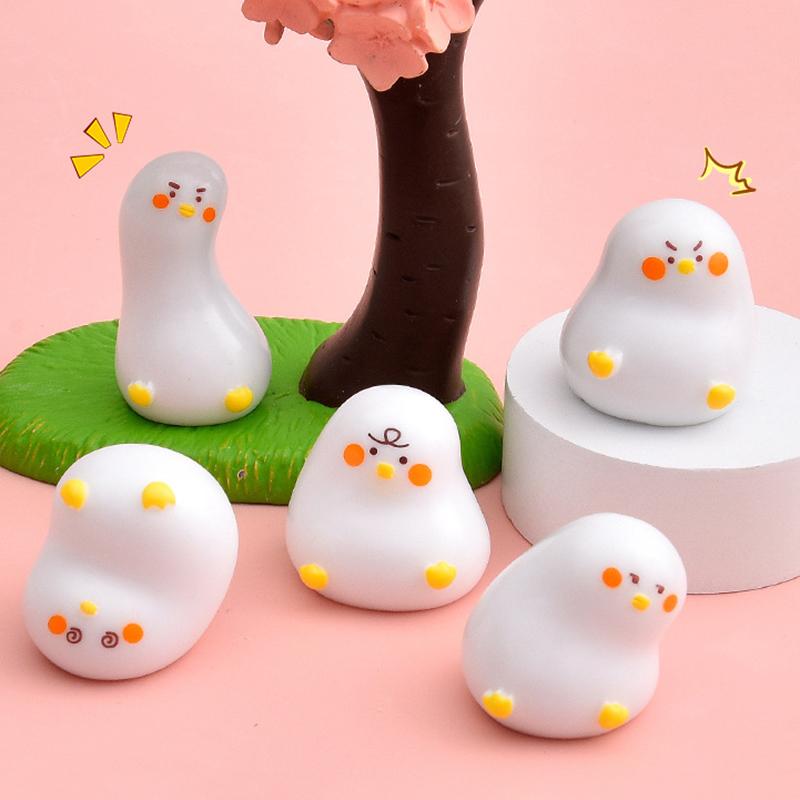 6Pcs Cute Mini White Duck Resin Figurines With Adorable Funny Expressions Perfect For Home Desk Decor And Diy Craft Gifts