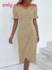 Geometric Pattern Short Sleeve Dress With 3d Digital Printing For Summer Casual Wear