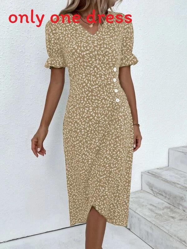 Geometric Pattern Short Sleeve Dress With 3d Digital Printing For Summer Casual Wear