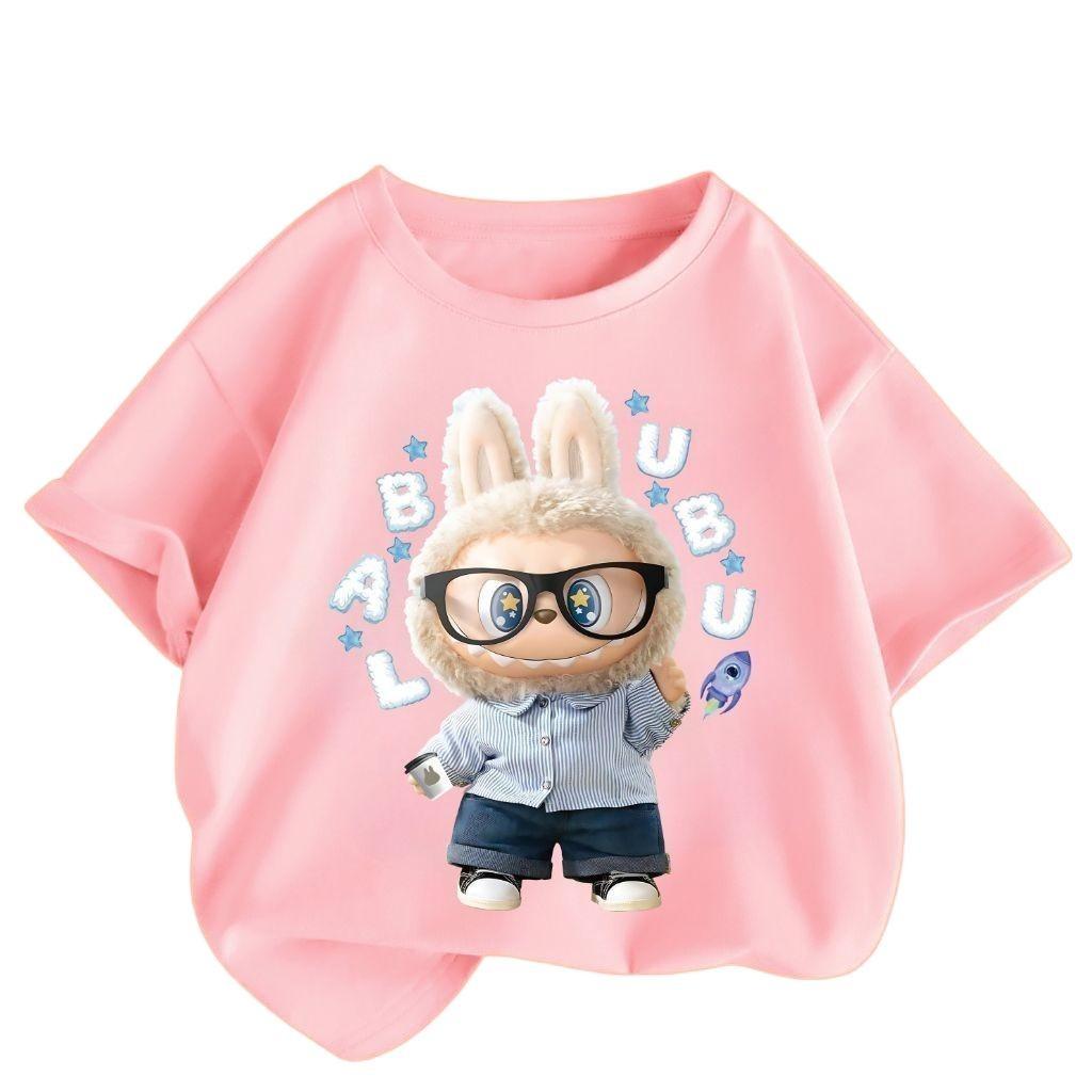 Labubu Girls' Children's Clothing T-shirt Summer Fashion Round Neck Short Sleeved 2025 New Cute Breathable Children's T-shirt