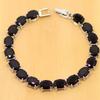 Black Zircon 925 Sterling Silver Round Link Chain Bracelet 7 Inch for Women Free Shipping & Jewelry Bag S085