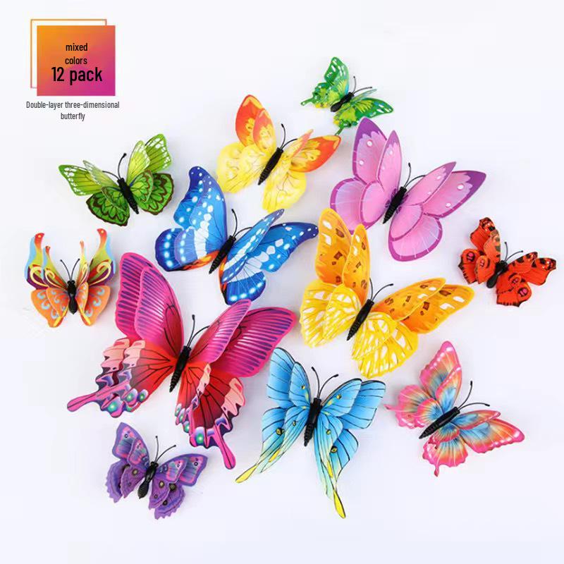 3D Stereo Double-Layer Butterfly Wall Stickers - Creative Home Decor for Living Room, Bedroom, Wedding