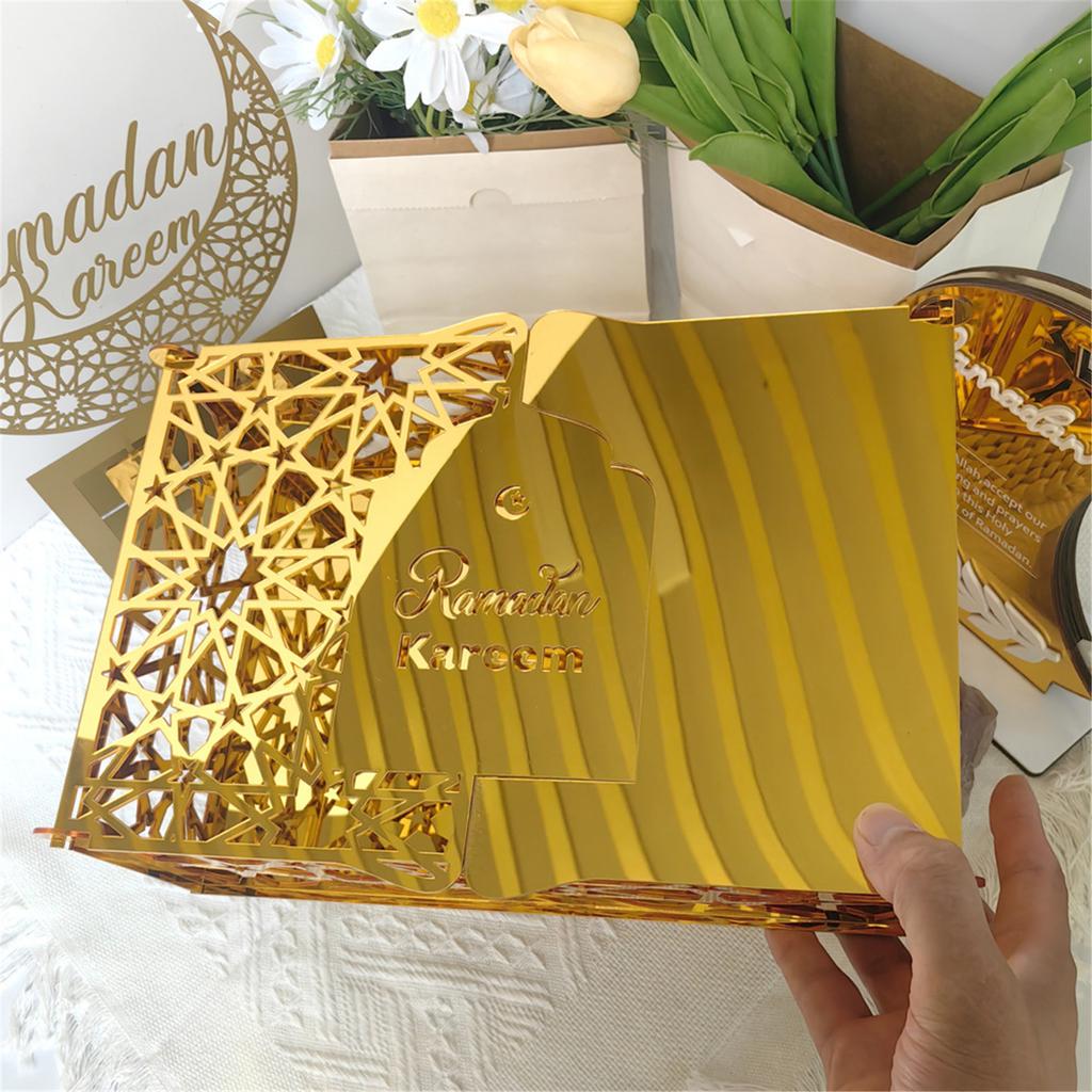 Eid Festival Themed Acrylic Candy Holder Biscuit Cookie Display Box for Home Gatherings Office Desktop Decorations