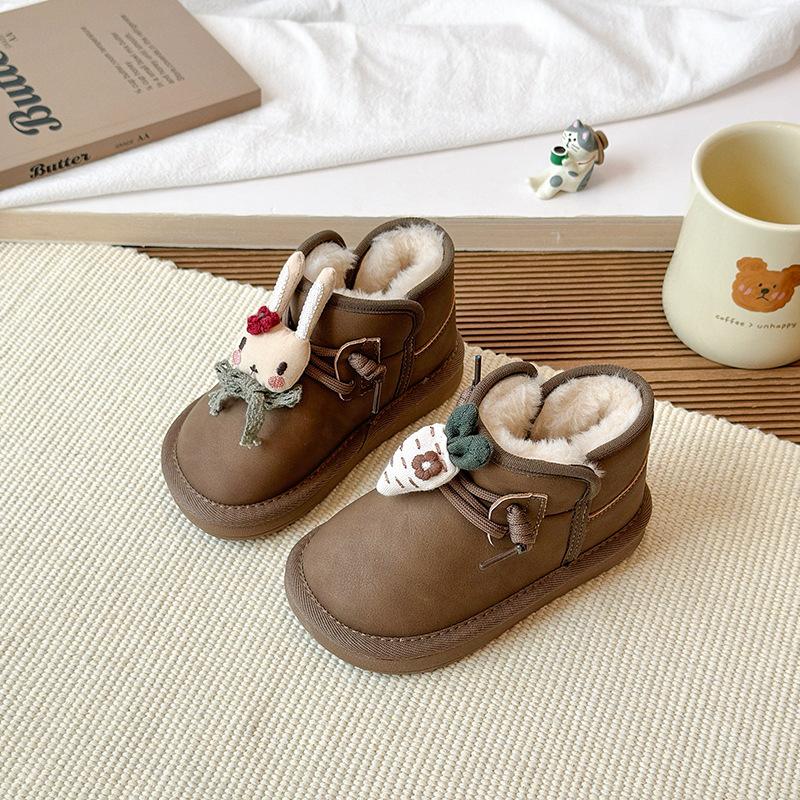

Children s Thickened Fleece Snow Boots, New Winter Model, Girls Non-Slip Soft Sole Waterproof Boys Cotton Boots 22Inner Length14.5cm коричневый