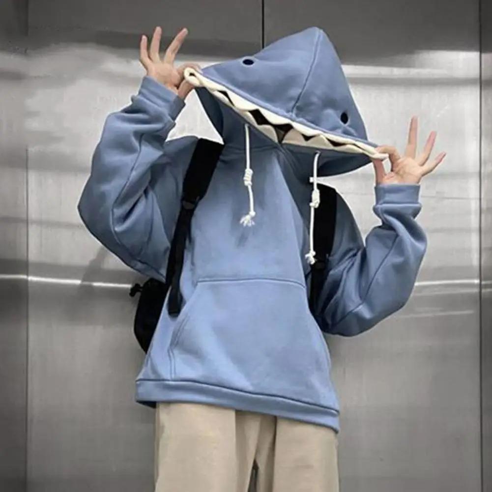 Autumn Winter Funny Shark Patchwork Hoodies Men and Women Kawaii Sweatshirt Fashion Casual Pullover School Oversized Clothes