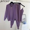 BITCED Women's Vest Knitted Jacket + Small Leg Elastic Pants Three-piece Set