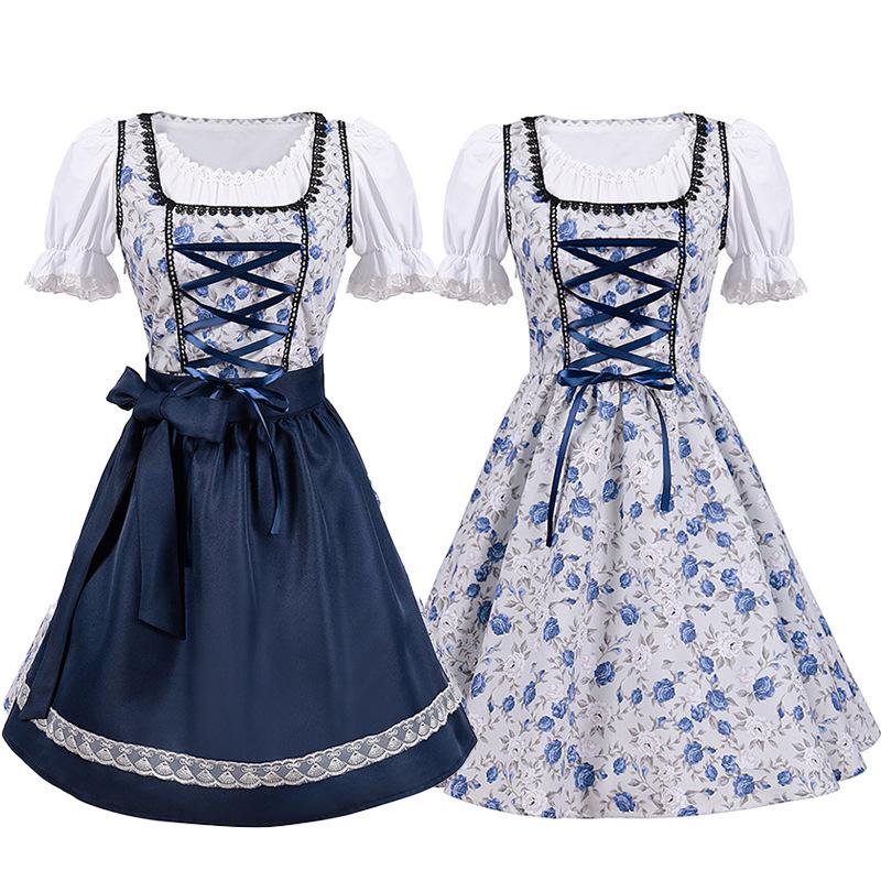 European & American Oktoberfest Costume V-Neck Cosplay Dress In Stock