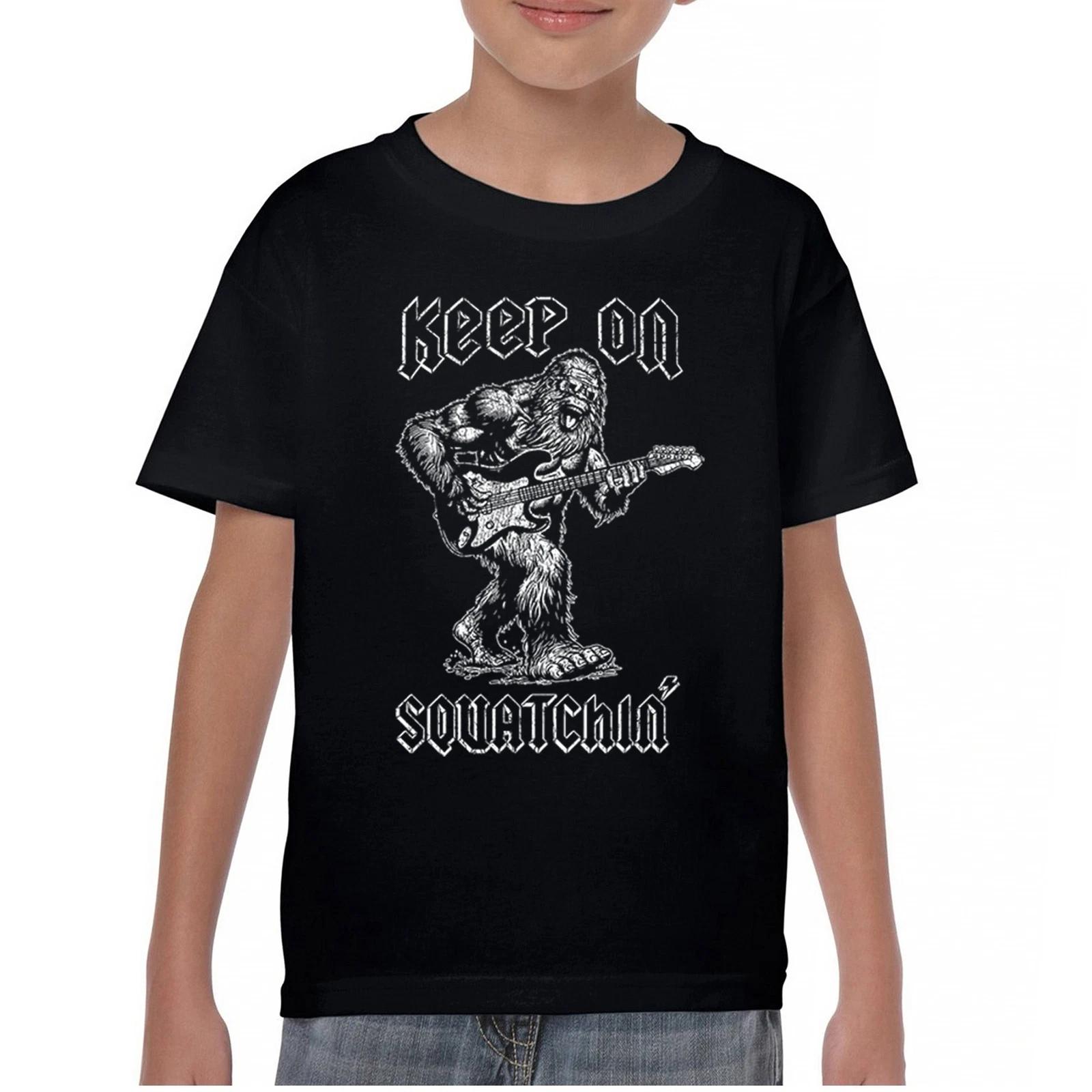 

Keep On Squatchin Youth kids boys T-Shirt Fun Sasquatch Rock N Roll Bigfoot Guitar Kids 100