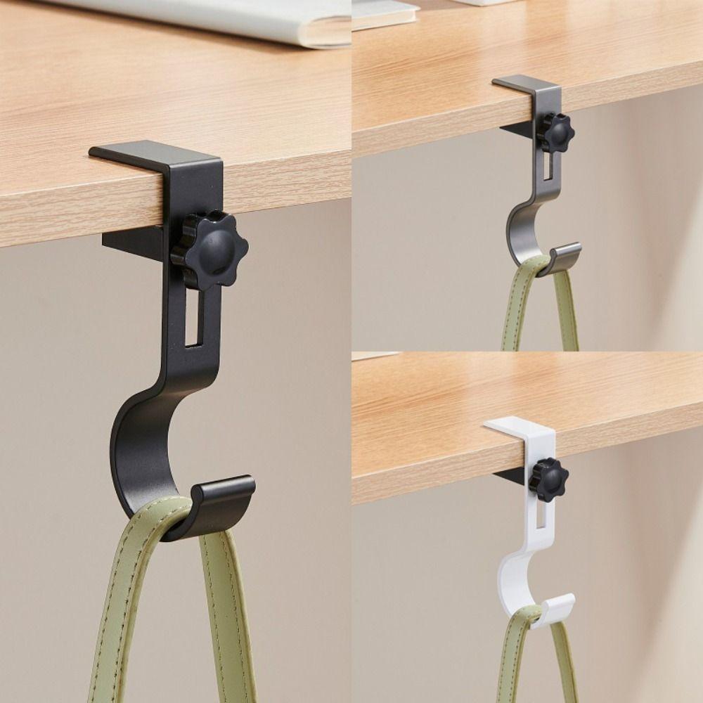 Aluminum Alloy Adjustable Desk Hook Adjustable Portable Backpack Holder Easy Install Double Hook Multipurpose Hook