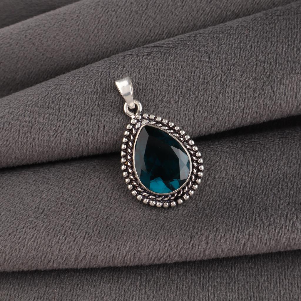 Apatite Gemstone 925 Sterling Silver Handmade Designer Pendant 1.5" Daily Wear Jewelry For Her APP-2-13