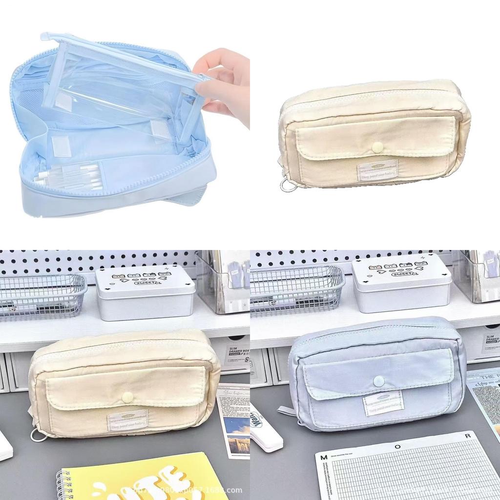 Student Canvas Multilayer Pen Case With Large Capacity For School And Office Use