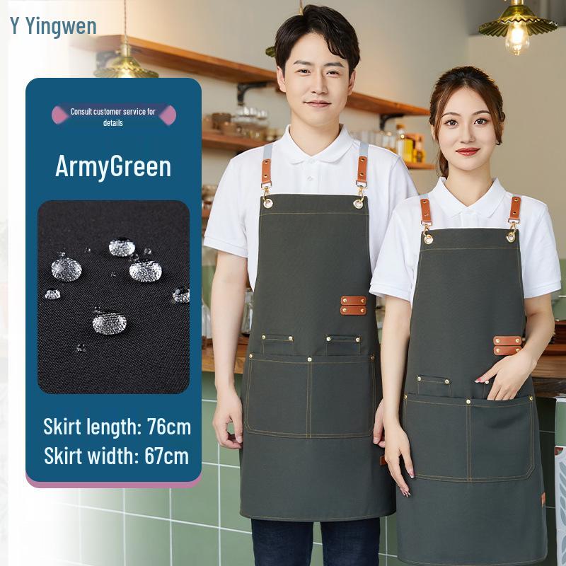 Trendy Waterproof Canvas Apron with Custom Logo for Hospitality or Retail Workers