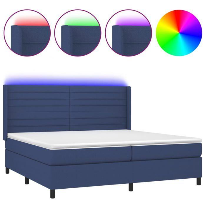 VidaXL Slat Bed Base with Mattress and LEDs, Upholstered Bed with Headboard, Double Bed, Adult Bedroom Bed, 3138427