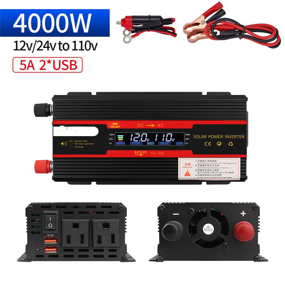 Solar Power Converter LED Intelligent Digital Display Voltage Transformer High power Portable Car Inverter