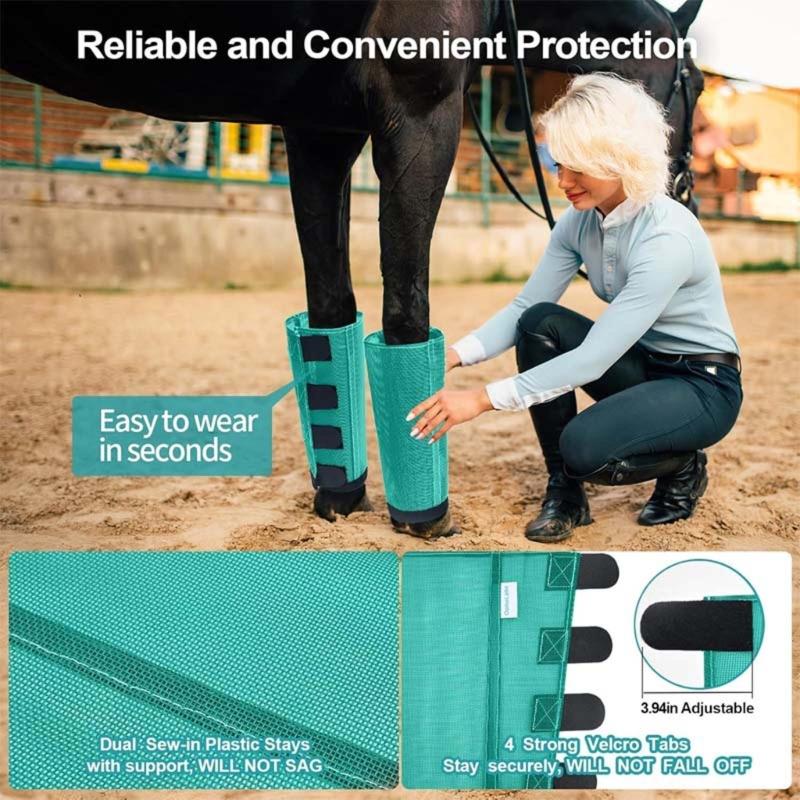 Horse Fly Leggings Breathable Plastic Meshes Horse Leg Wraps for Mosquitoes Bites Proof Cycling Leg Fly Boot