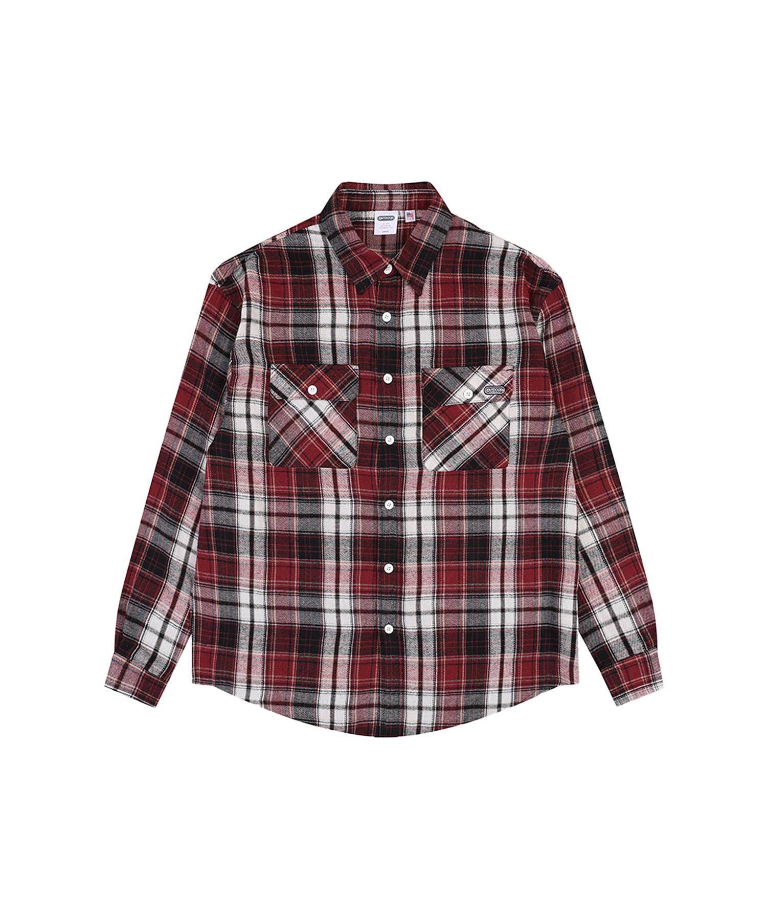 Outdoor Products Check Long Sleeve Shirt (Red) Green/M